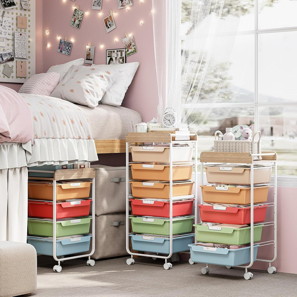Rolling Storage Utility Cart with 5 Drawers,Colorful