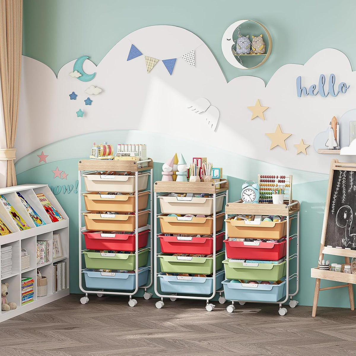 Rolling Storage Utility Cart with 5 Drawers,Colorful