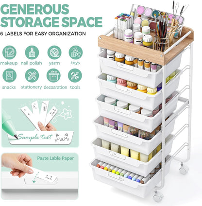 Rolling Storage Utility Cart with 5 Drawers,Colorful