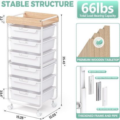 Rolling Storage Utility Cart with 5 Drawers,Colorful