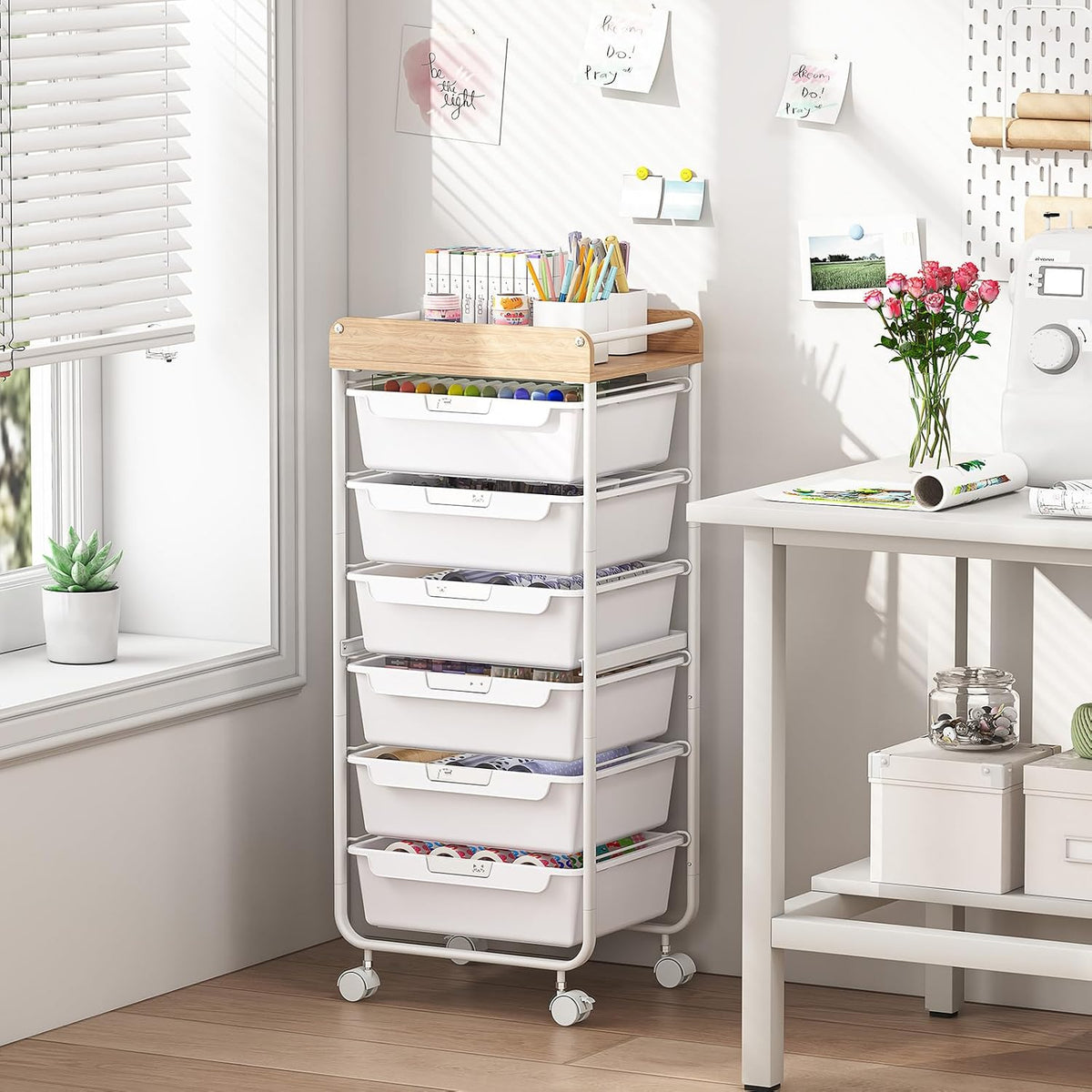 Rolling Storage Utility Cart with 5 Drawers,Colorful