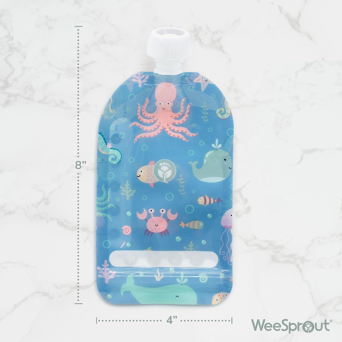 Double Zipper Reusable Food Pouches, Perfect for Babies & Toddlers, Freezer & Dishwasher Safe (Animals, 6 Piece Assortment)