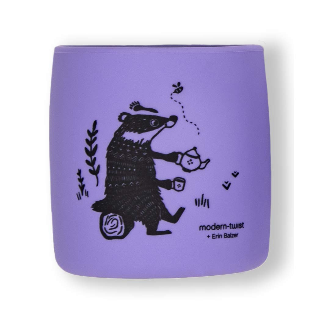 Bundle Two Bucket-Bibs and matching Sipping Cup (set of 2) 100% Food-Grade Silicone, Waterproof and Reusable – Badger Family Lavender