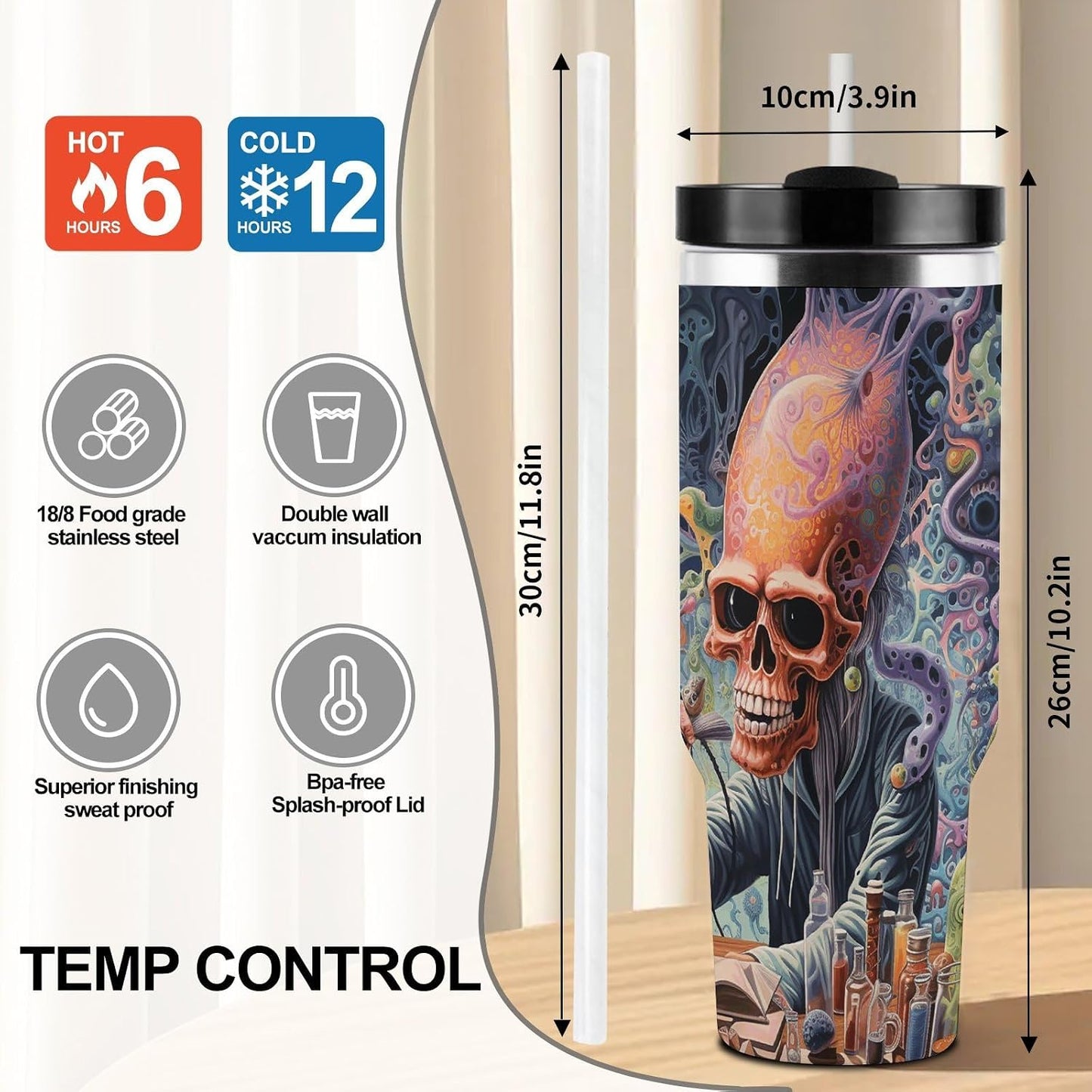 40 Oz Tumbler with Handle And Straw Insulated Water Bottle Reusable Work on Desk Tumbler Leakproof Stainless Steel Cup Holder Friendly Coffee Cup for Women Men Travel Mug Car Cup