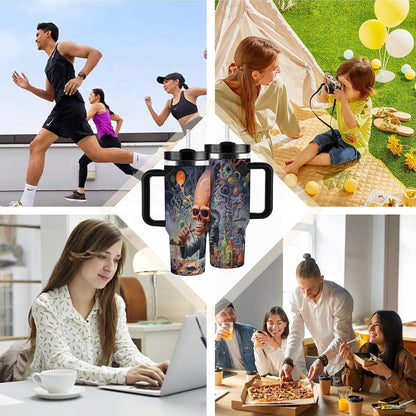 40 Oz Tumbler with Handle And Straw Insulated Water Bottle Reusable Work on Desk Tumbler Leakproof Stainless Steel Cup Holder Friendly Coffee Cup for Women Men Travel Mug Car Cup