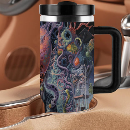 40 Oz Tumbler with Handle And Straw Insulated Water Bottle Reusable Work on Desk Tumbler Leakproof Stainless Steel Cup Holder Friendly Coffee Cup for Women Men Travel Mug Car Cup