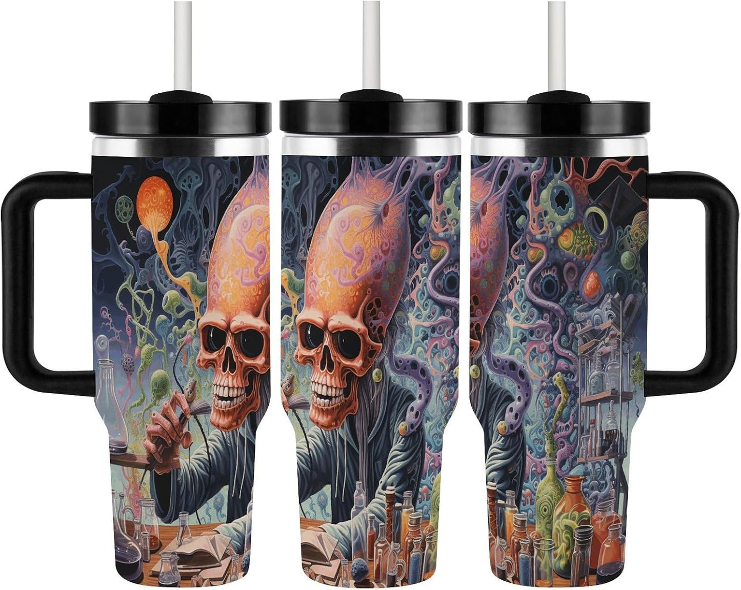 40 Oz Tumbler with Handle And Straw Insulated Water Bottle Reusable Work on Desk Tumbler Leakproof Stainless Steel Cup Holder Friendly Coffee Cup for Women Men Travel Mug Car Cup