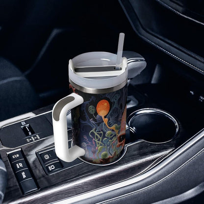 40 Oz Tumbler with Handle And Straw Insulated Water Bottle Reusable Work on Desk Tumbler Leakproof Stainless Steel Cup Holder Friendly Coffee Cup for Women Men Travel Mug Car Cup