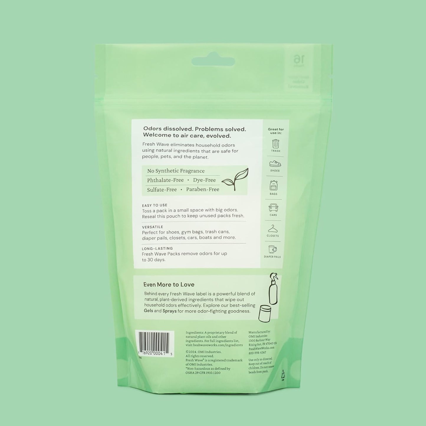Odor Eliminator Packs, 16-Pk for Home & Small Spaces, Original | Sachet form, Lasts 15-30 days per pack, No plug-in needed, Closet and bathroom deodorizer, Odor absorber for strong odors