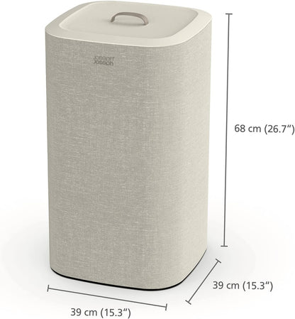 Tota 90 liter/23.8 gallon Laundry Hamper Separation Basket with lid, 2 Removable Washing Bags with Handles - Ecru