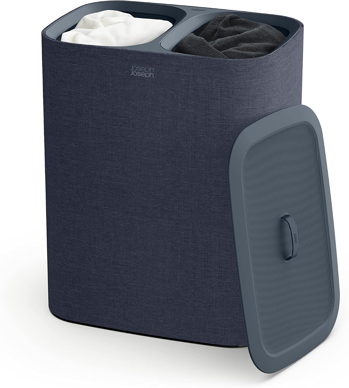 Tota 90 liter/23.8 gallon Laundry Hamper Separation Basket with lid, 2 Removable Washing Bags with Handles - Ecru