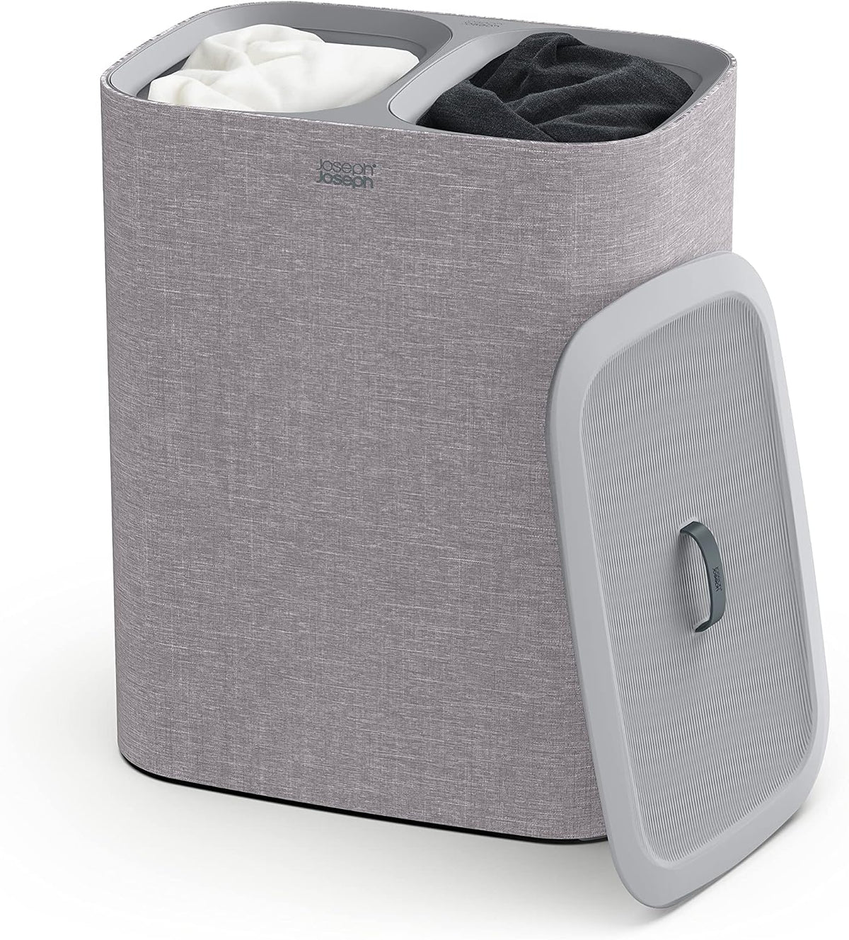 Tota 90 liter/23.8 gallon Laundry Hamper Separation Basket with lid, 2 Removable Washing Bags with Handles - Ecru