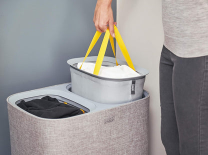 Tota 90 liter/23.8 gallon Laundry Hamper Separation Basket with lid, 2 Removable Washing Bags with Handles - Ecru