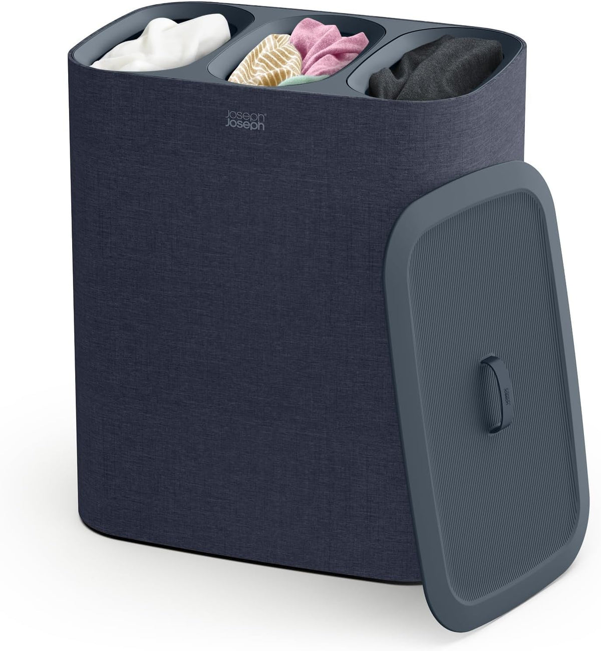 Tota 90 liter/23.8 gallon Laundry Hamper Separation Basket with lid, 2 Removable Washing Bags with Handles - Ecru