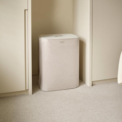 Tota 90 liter/23.8 gallon Laundry Hamper Separation Basket with lid, 2 Removable Washing Bags with Handles - Ecru