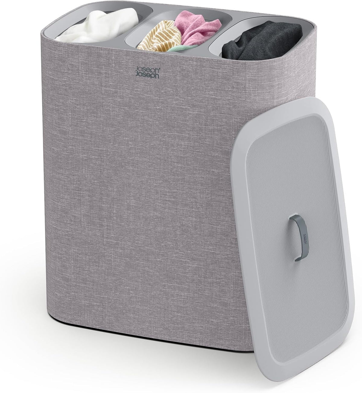 Tota 90 liter/23.8 gallon Laundry Hamper Separation Basket with lid, 2 Removable Washing Bags with Handles - Ecru
