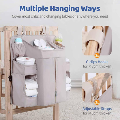 Diaper Organizer for Cribs And Changing Table, Hanging Diaper Caddy With Adjustable Straps Multiple Layer Baby Bed Diaper Stacker Organizer For Toy Diapers Essential