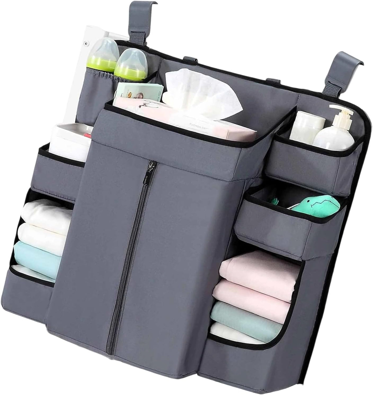 Diaper Organizer for Cribs And Changing Table, Hanging Diaper Caddy With Adjustable Straps Multiple Layer Baby Bed Diaper Stacker Organizer For Toy Diapers Essential
