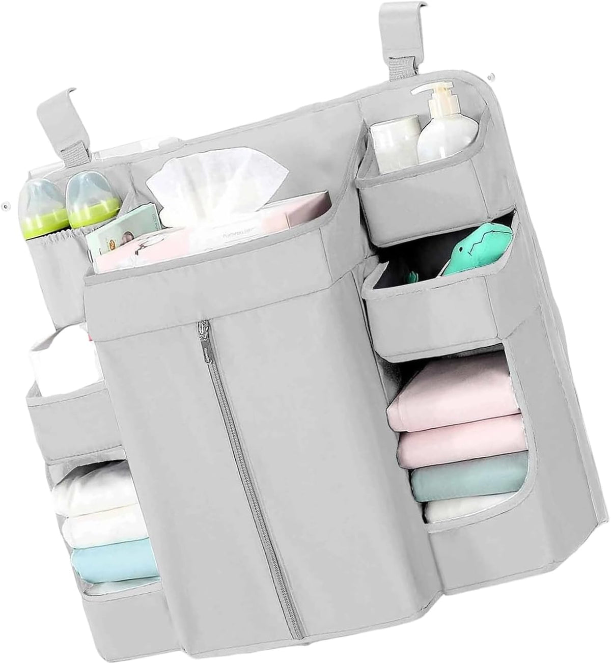 Diaper Organizer for Cribs And Changing Table, Hanging Diaper Caddy With Adjustable Straps Multiple Layer Baby Bed Diaper Stacker Organizer For Toy Diapers Essential