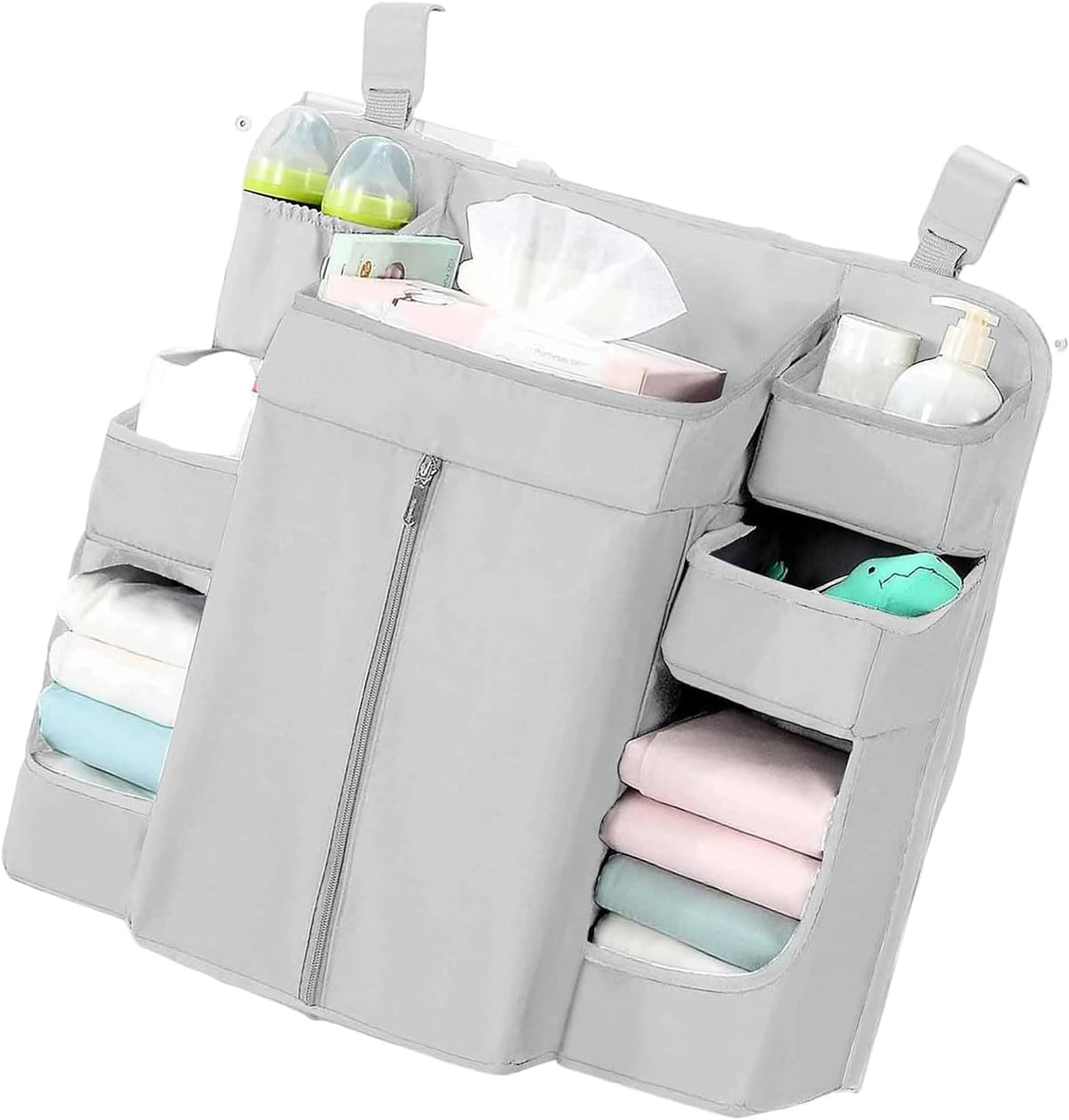 Diaper Organizer for Cribs And Changing Table, Hanging Diaper Caddy With Adjustable Straps Multiple Layer Baby Bed Diaper Stacker Organizer For Toy Diapers Essential