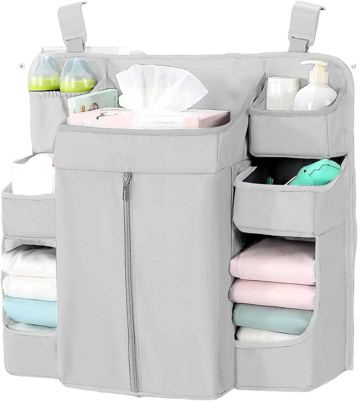 Diaper Organizer for Cribs And Changing Table, Hanging Diaper Caddy With Adjustable Straps Multiple Layer Baby Bed Diaper Stacker Organizer For Toy Diapers Essential
