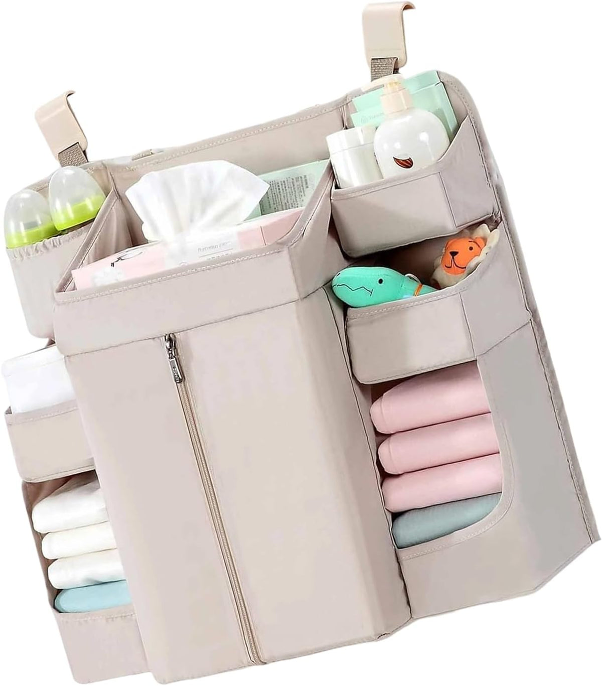 Diaper Organizer for Cribs And Changing Table, Hanging Diaper Caddy With Adjustable Straps Multiple Layer Baby Bed Diaper Stacker Organizer For Toy Diapers Essential