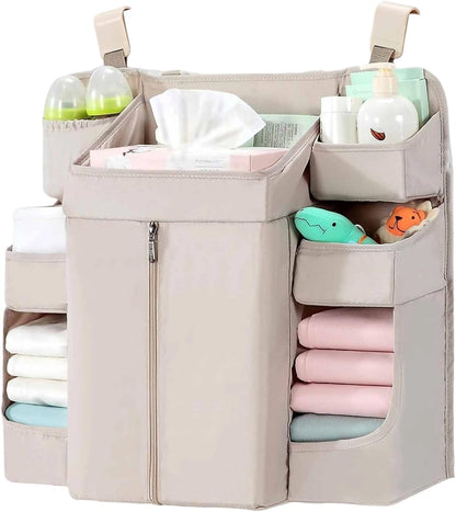 Diaper Organizer for Cribs And Changing Table, Hanging Diaper Caddy With Adjustable Straps Multiple Layer Baby Bed Diaper Stacker Organizer For Toy Diapers Essential