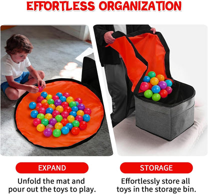 Toy Box Pouches Integrated Game Mat Foldable Design Promotes Up Habits Easy Wipe Folding Toy Box and Game Mat