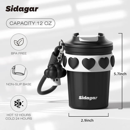 + 12 oz Travel Coffee Mug Spill Proof Leak Proof, Stainless Steel Thermal Coffee Cup with Lid, Resuable Cup for Hot and Cold, Portable Tumbler for Women, Lavender Honey