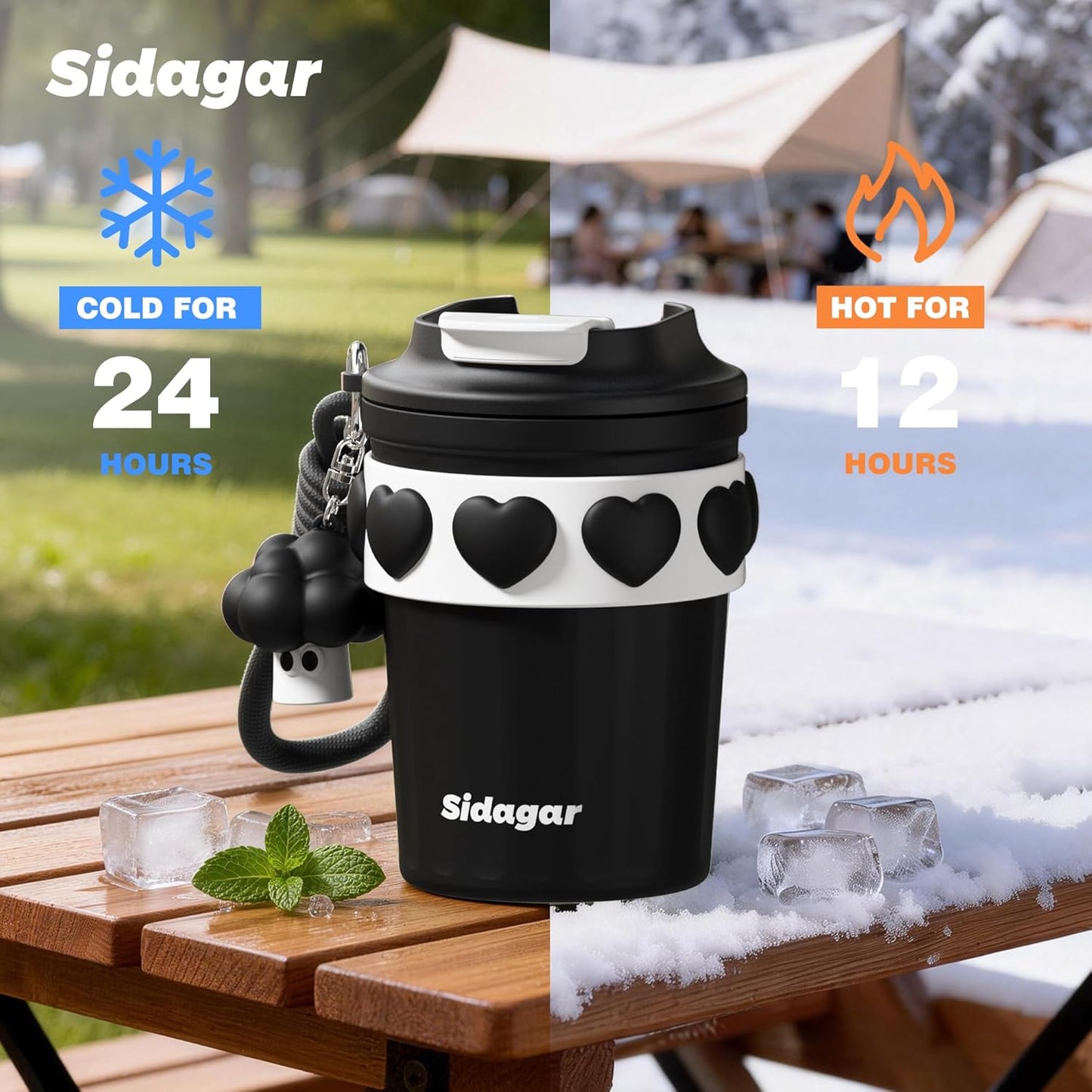 + 12 oz Travel Coffee Mug Spill Proof Leak Proof, Stainless Steel Thermal Coffee Cup with Lid, Resuable Cup for Hot and Cold, Portable Tumbler for Women, Lavender Honey