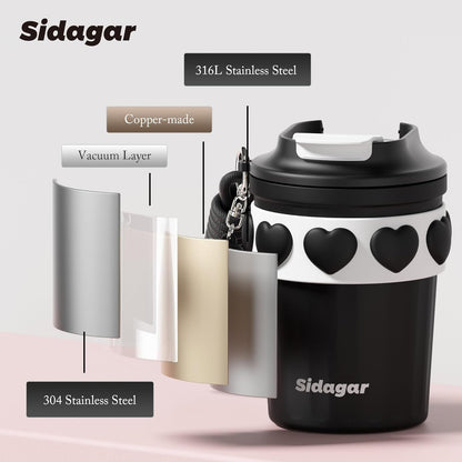 + 12 oz Travel Coffee Mug Spill Proof Leak Proof, Stainless Steel Thermal Coffee Cup with Lid, Resuable Cup for Hot and Cold, Portable Tumbler for Women, Lavender Honey