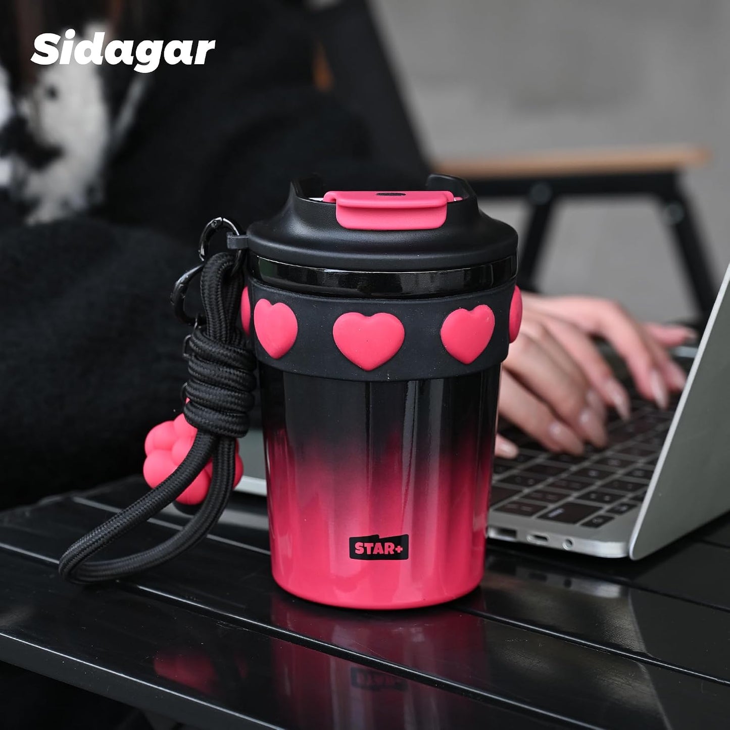 + 12 oz Travel Coffee Mug Spill Proof Leak Proof, Stainless Steel Thermal Coffee Cup with Lid, Resuable Cup for Hot and Cold, Portable Tumbler for Women, Lavender Honey