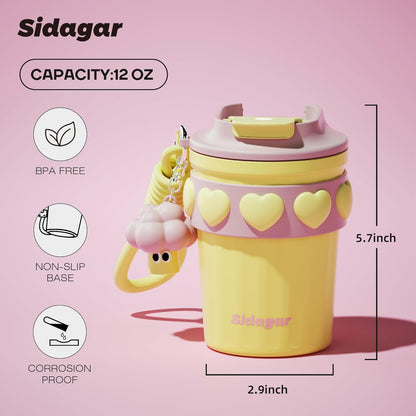 + 12 oz Travel Coffee Mug Spill Proof Leak Proof, Stainless Steel Thermal Coffee Cup with Lid, Resuable Cup for Hot and Cold, Portable Tumbler for Women, Lavender Honey