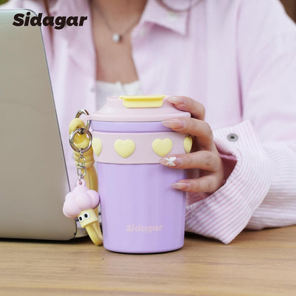 + 12 oz Travel Coffee Mug Spill Proof Leak Proof, Stainless Steel Thermal Coffee Cup with Lid, Resuable Cup for Hot and Cold, Portable Tumbler for Women, Lavender Honey