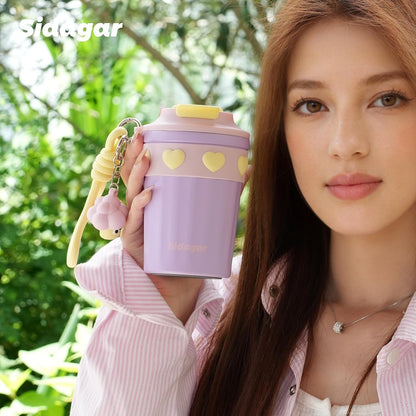 + 12 oz Travel Coffee Mug Spill Proof Leak Proof, Stainless Steel Thermal Coffee Cup with Lid, Resuable Cup for Hot and Cold, Portable Tumbler for Women, Lavender Honey