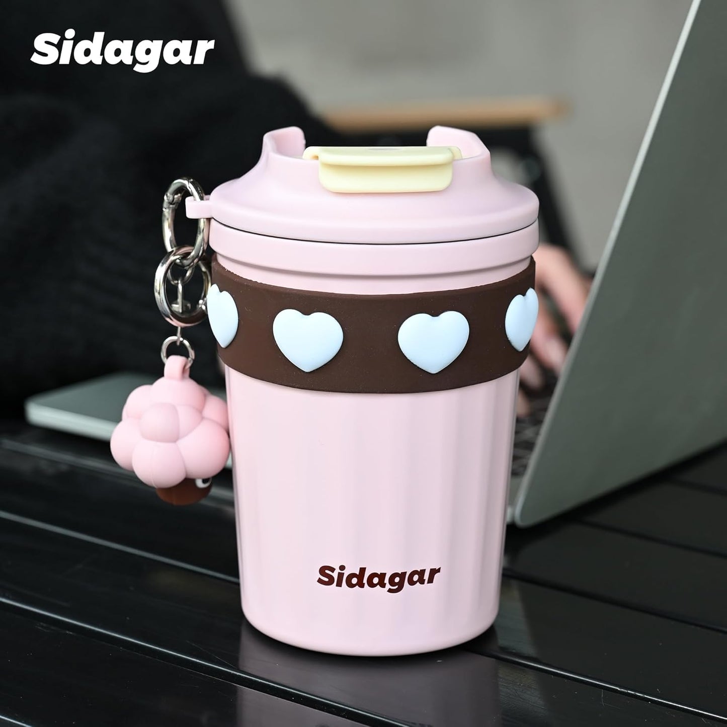 + 12 oz Travel Coffee Mug Spill Proof Leak Proof, Stainless Steel Thermal Coffee Cup with Lid, Resuable Cup for Hot and Cold, Portable Tumbler for Women, Lavender Honey