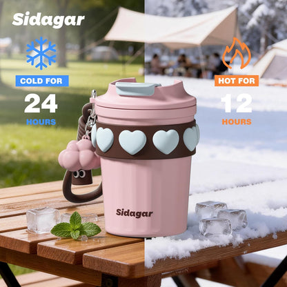 + 12 oz Travel Coffee Mug Spill Proof Leak Proof, Stainless Steel Thermal Coffee Cup with Lid, Resuable Cup for Hot and Cold, Portable Tumbler for Women, Lavender Honey