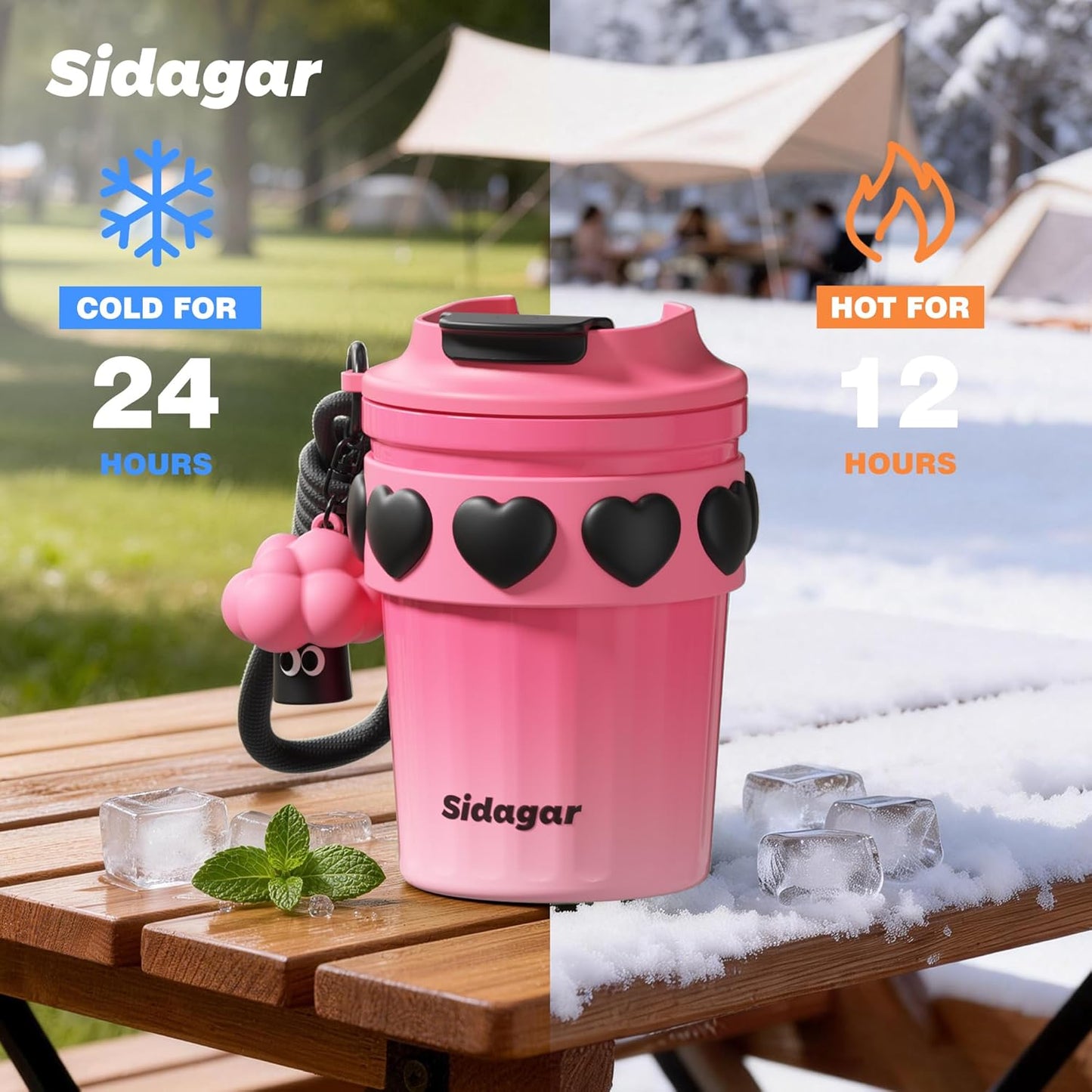 + 12 oz Travel Coffee Mug Spill Proof Leak Proof, Stainless Steel Thermal Coffee Cup with Lid, Resuable Cup for Hot and Cold, Portable Tumbler for Women, Lavender Honey