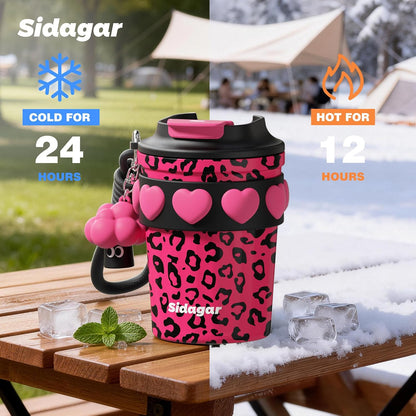 + 12 oz Travel Coffee Mug Spill Proof Leak Proof, Stainless Steel Thermal Coffee Cup with Lid, Resuable Cup for Hot and Cold, Portable Tumbler for Women, Lavender Honey