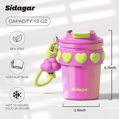 + 12 oz Travel Coffee Mug Spill Proof Leak Proof, Stainless Steel Thermal Coffee Cup with Lid, Resuable Cup for Hot and Cold, Portable Tumbler for Women, Lavender Honey