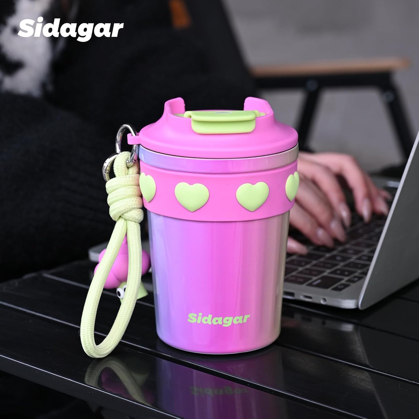 + 12 oz Travel Coffee Mug Spill Proof Leak Proof, Stainless Steel Thermal Coffee Cup with Lid, Resuable Cup for Hot and Cold, Portable Tumbler for Women, Lavender Honey