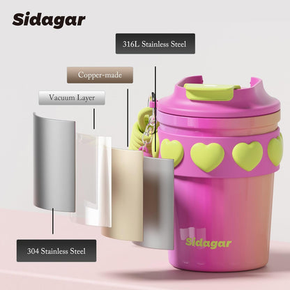 + 12 oz Travel Coffee Mug Spill Proof Leak Proof, Stainless Steel Thermal Coffee Cup with Lid, Resuable Cup for Hot and Cold, Portable Tumbler for Women, Lavender Honey