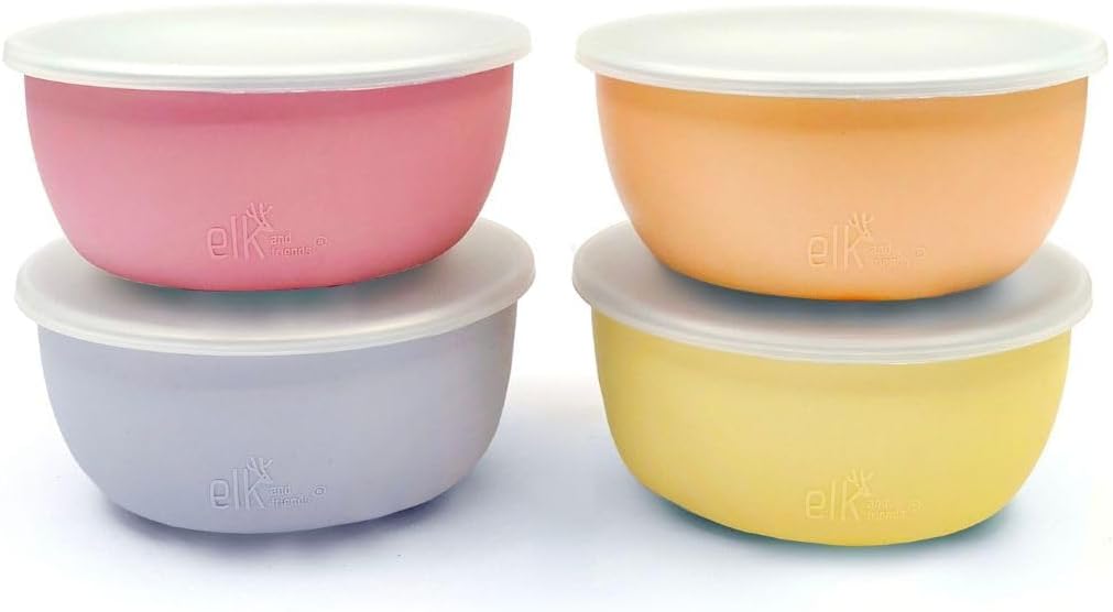 Kids/Toddler Stainless Steel Suction Bowls + Lids | 4pk