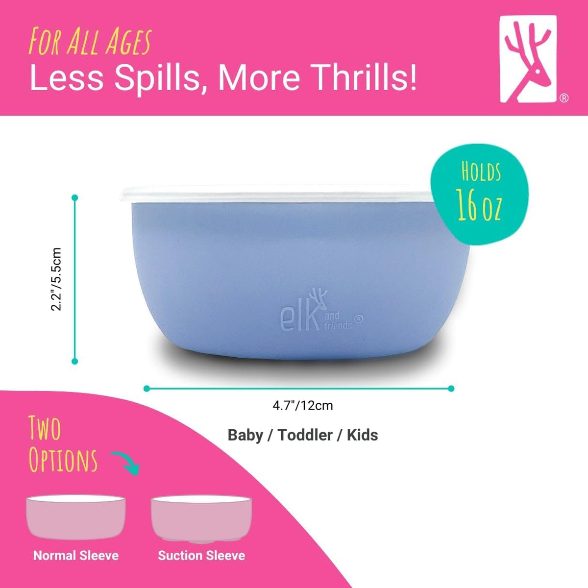 Kids/Toddler Stainless Steel Suction Bowls + Lids | 4pk