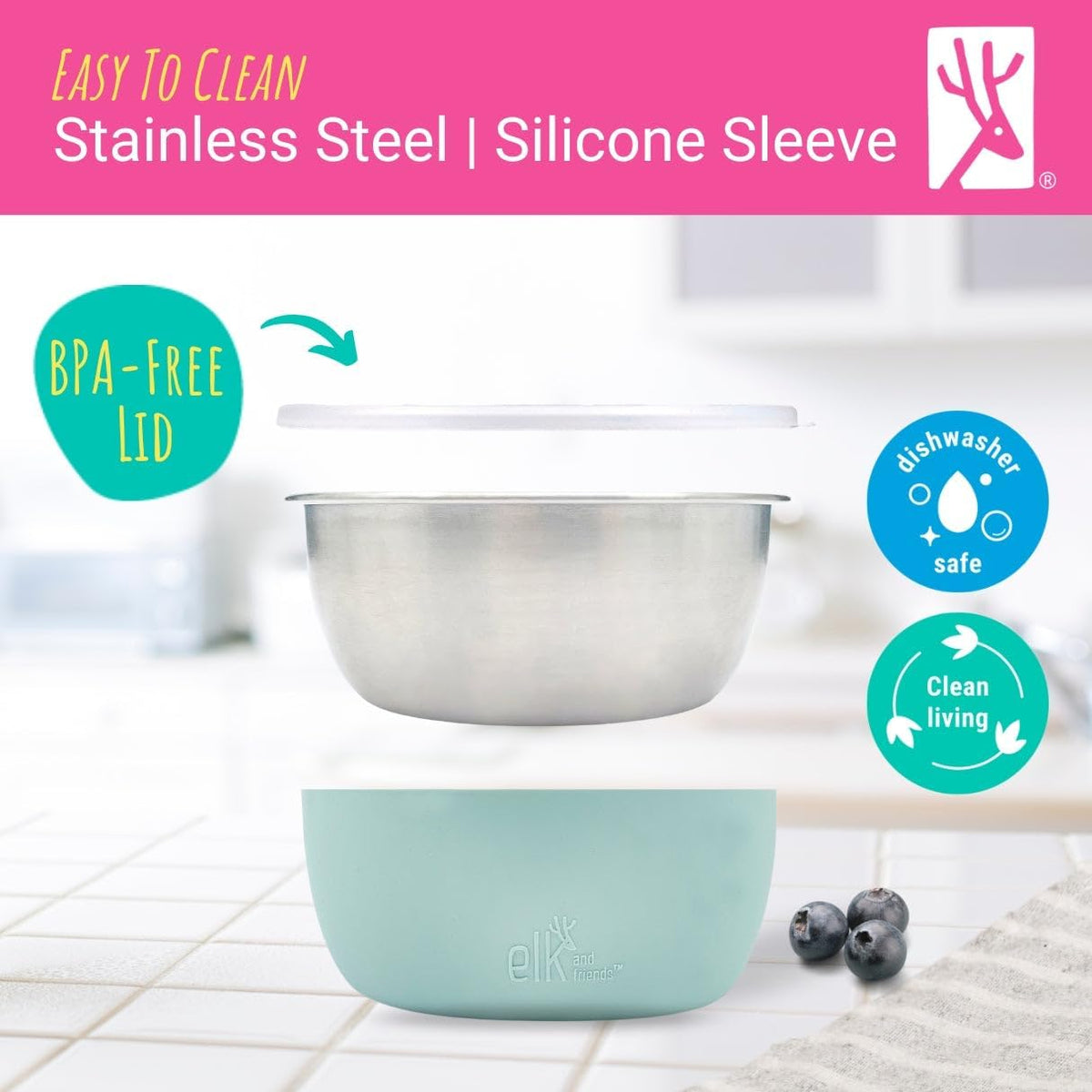 Kids/Toddler Stainless Steel Suction Bowls + Lids | 4pk
