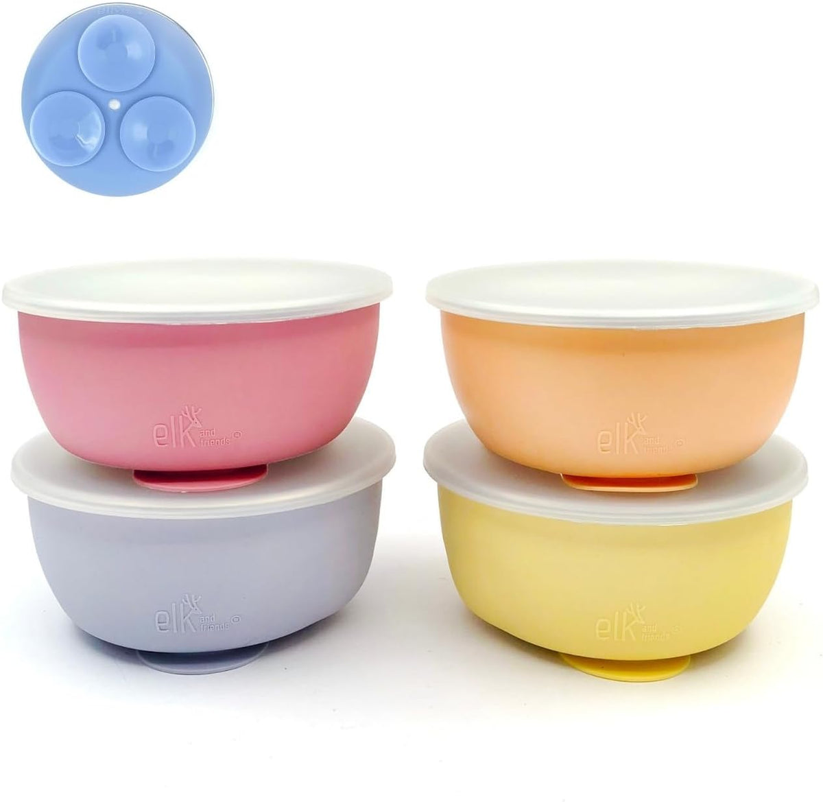 Kids/Toddler Stainless Steel Suction Bowls + Lids | 4pk