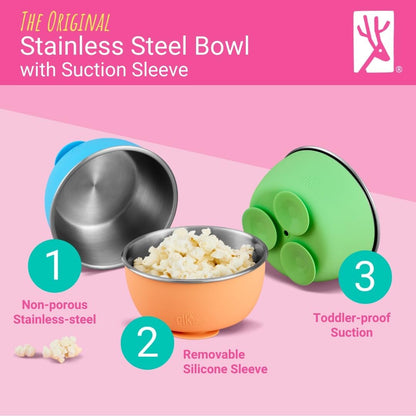 Kids/Toddler Stainless Steel Suction Bowls + Lids | 4pk