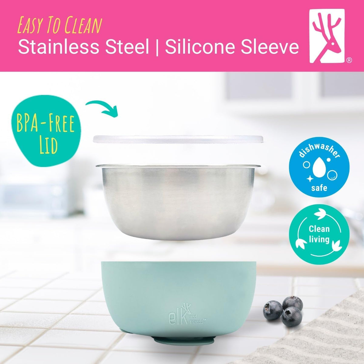 Kids/Toddler Stainless Steel Suction Bowls + Lids | 4pk