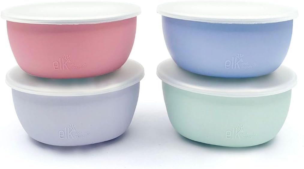 Kids/Toddler Stainless Steel Suction Bowls + Lids | 4pk