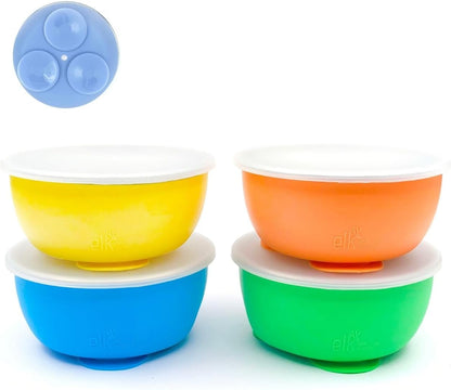 Kids/Toddler Stainless Steel Suction Bowls + Lids | 4pk